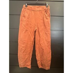 Eileen Fisher Pants Pull On Rust Women XXS Elastic Tencel Linen Boho Art Teacher